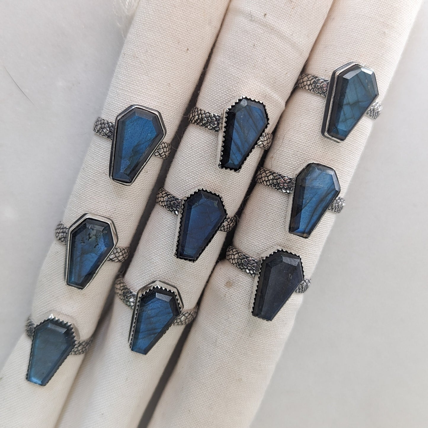 925 Sterling Silver Labradorite Coffin Ring Size 3.5 | 5.5 | 6 | 7.5 | 8 | 8.75 | 9 | 9.5 | 10