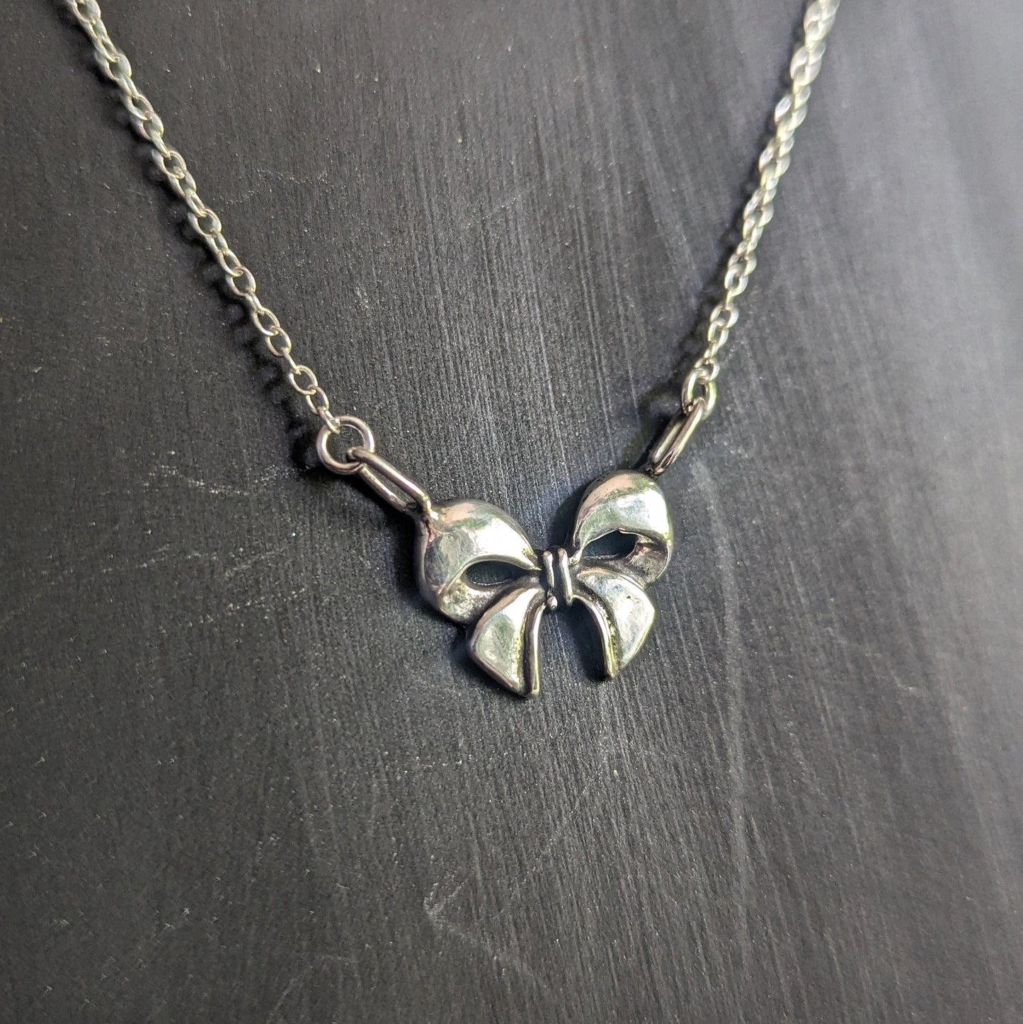 925 Sterling Silver Coquette Bow Pendant Necklace - 18"