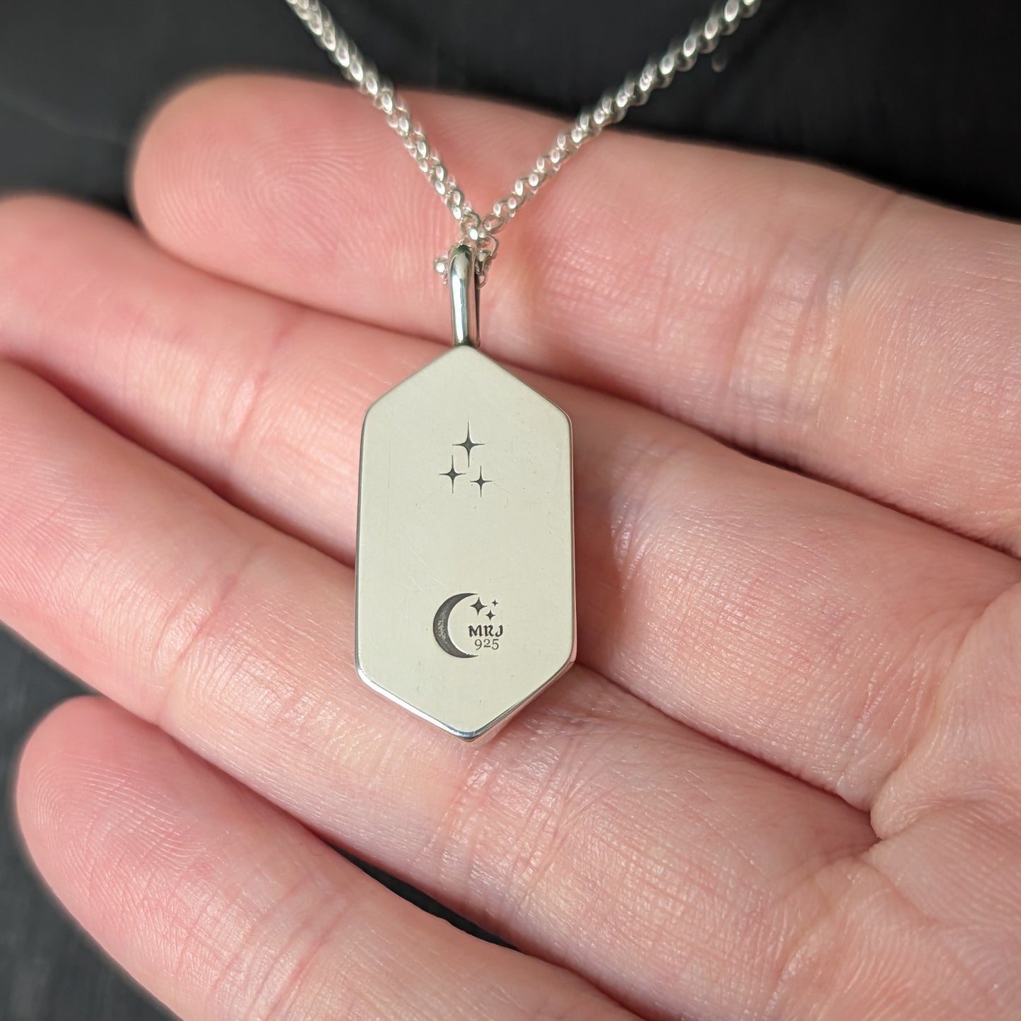 Sterling Silver Starfall Shadow Box Pendant Necklace