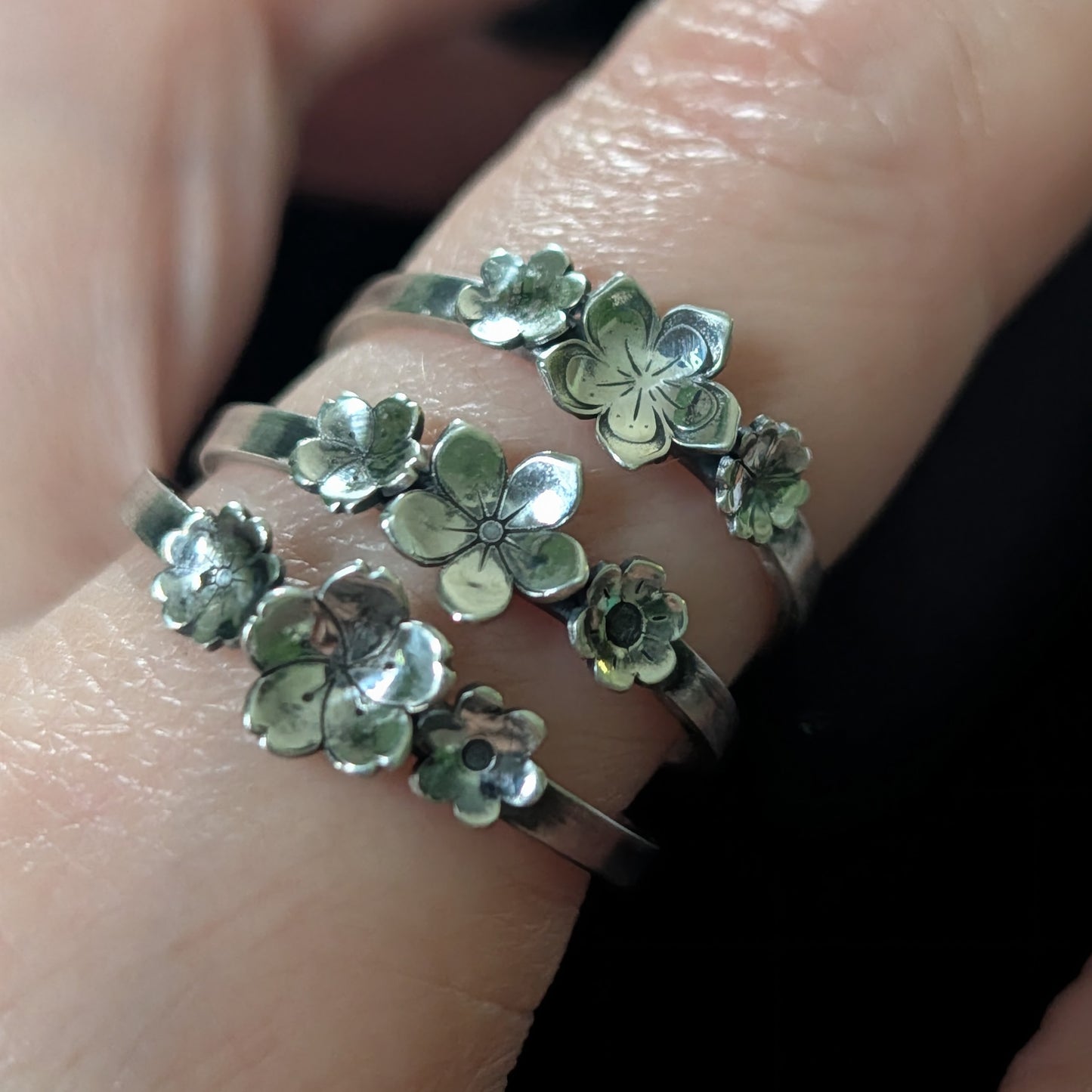 Sterling Silver Floral Stacking Ring