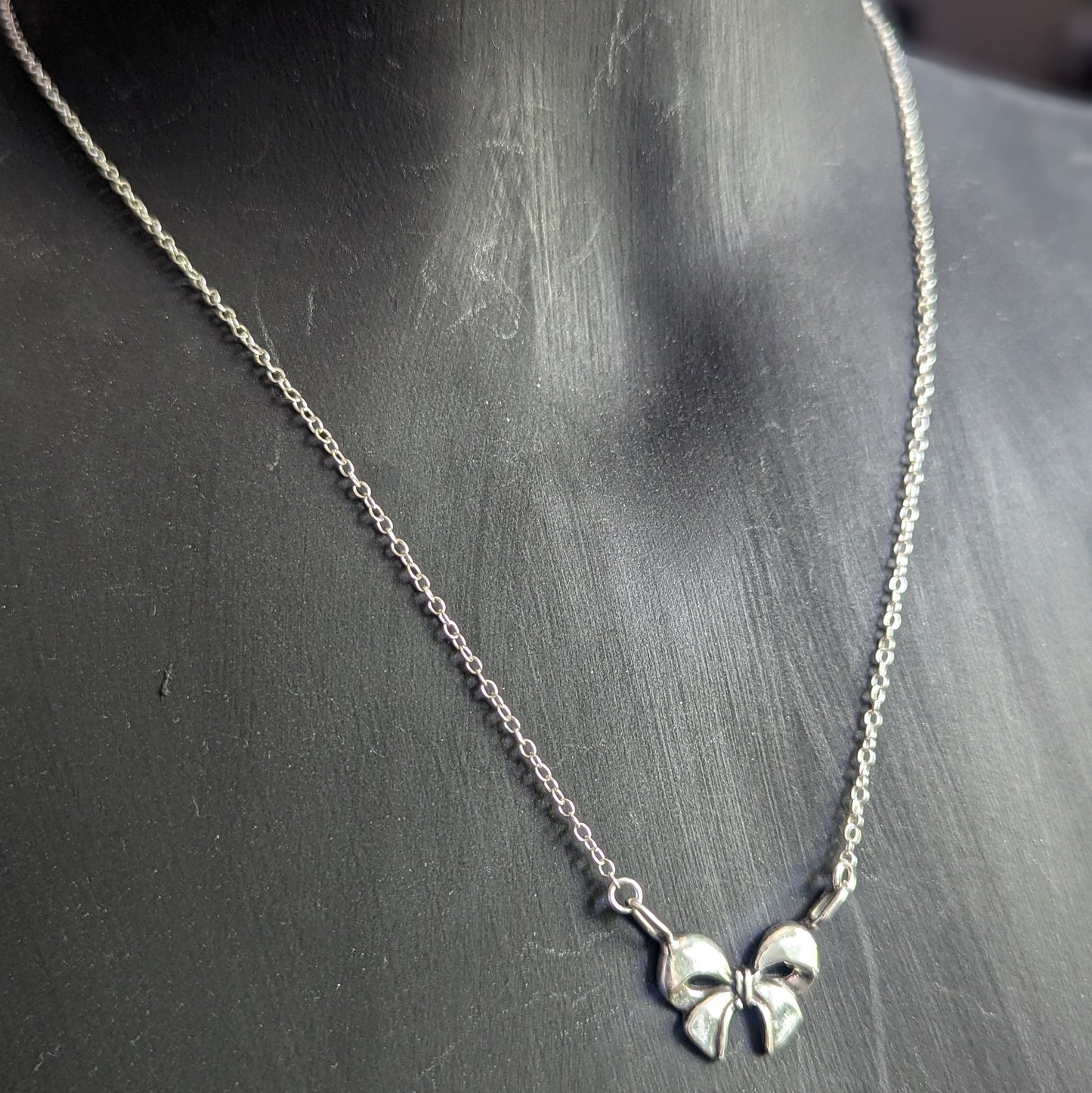 925 Sterling Silver Coquette Bow Pendant Necklace - 18"