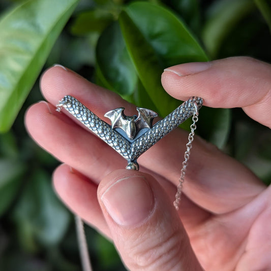 925 Sterling Silver Dainty Bat Pendant Necklace - 16"