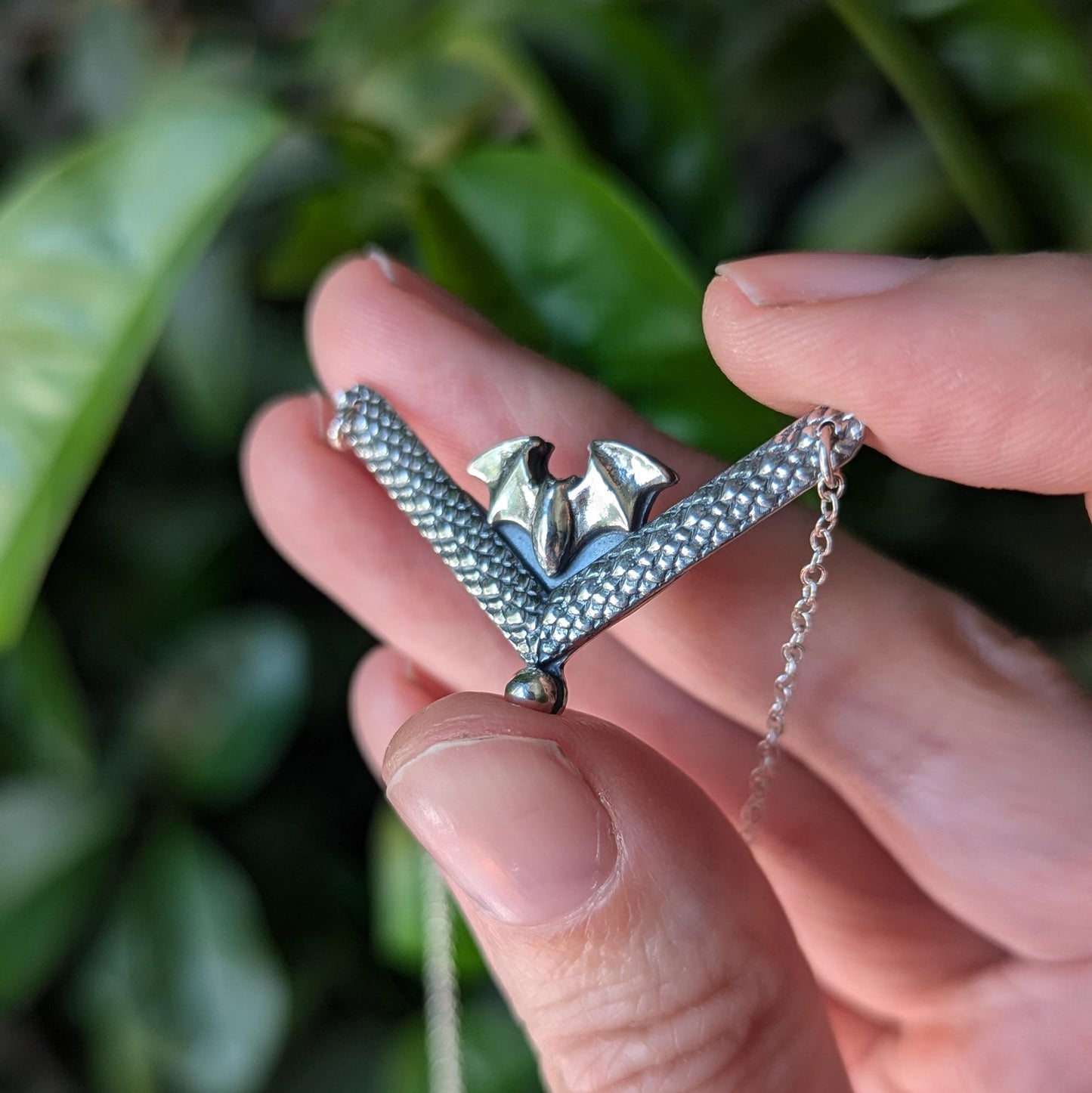 925 Sterling Silver Dainty Bat Pendant Necklace - 16"