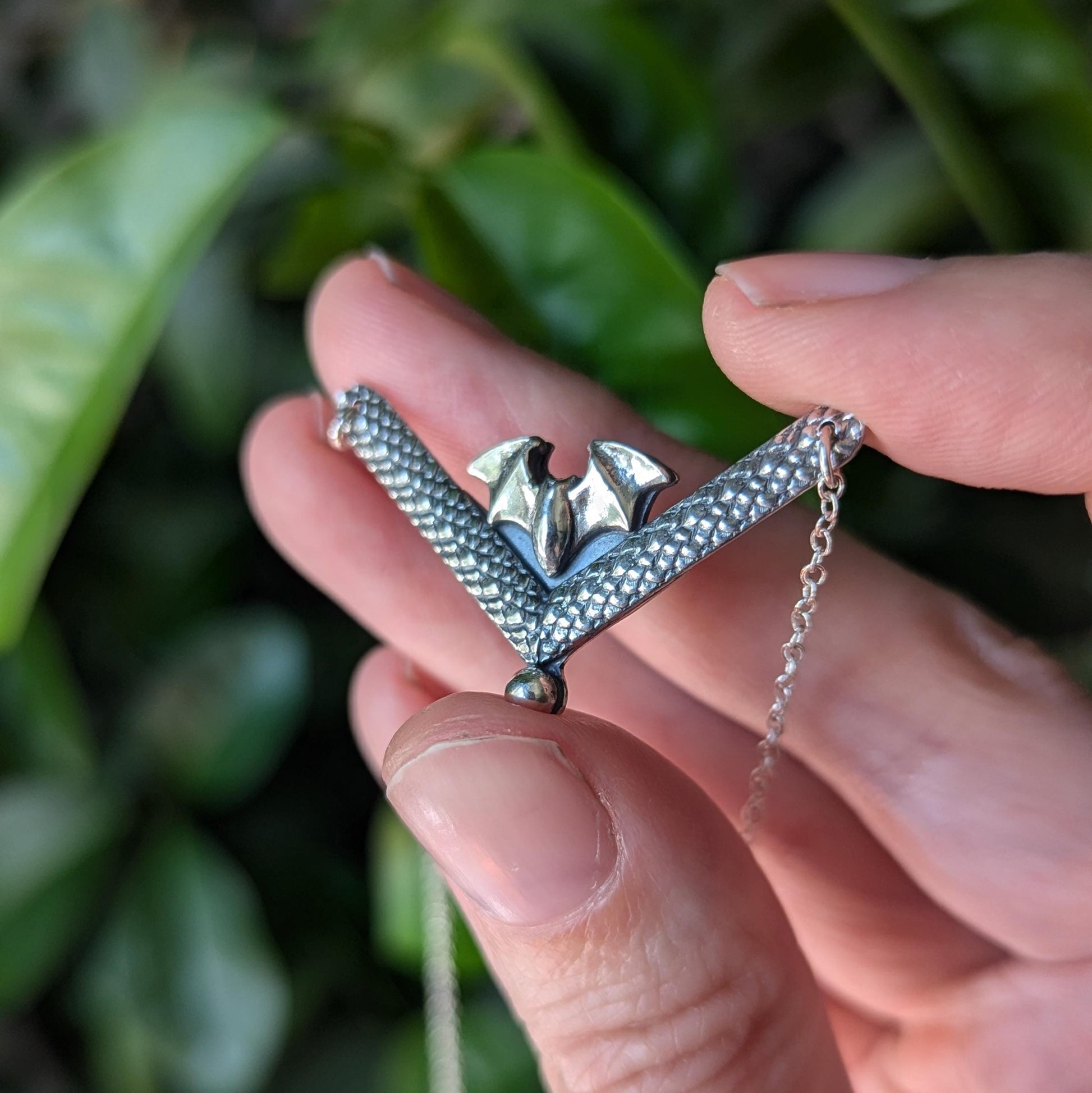 925 Sterling Silver Dainty Bat Pendant Necklace - 16"