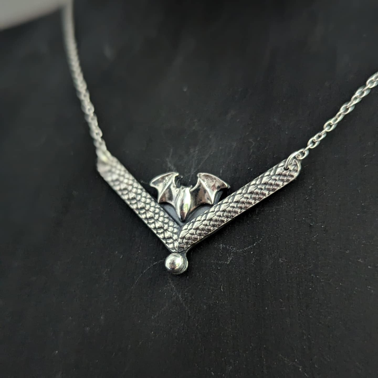 925 Sterling Silver Dainty Bat Pendant Necklace - 16"