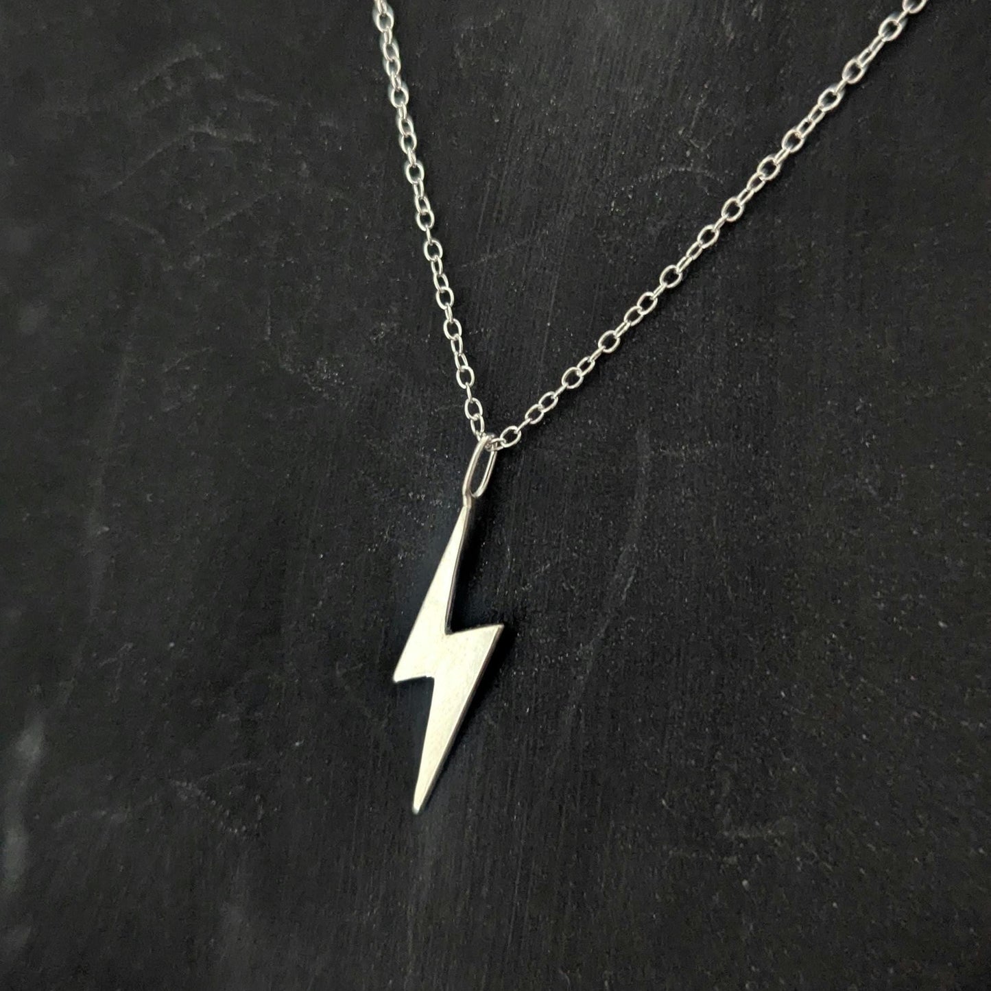 925 Sterling Silver Lightning Bolt Pendant Necklace | Dainty Layering Necklace