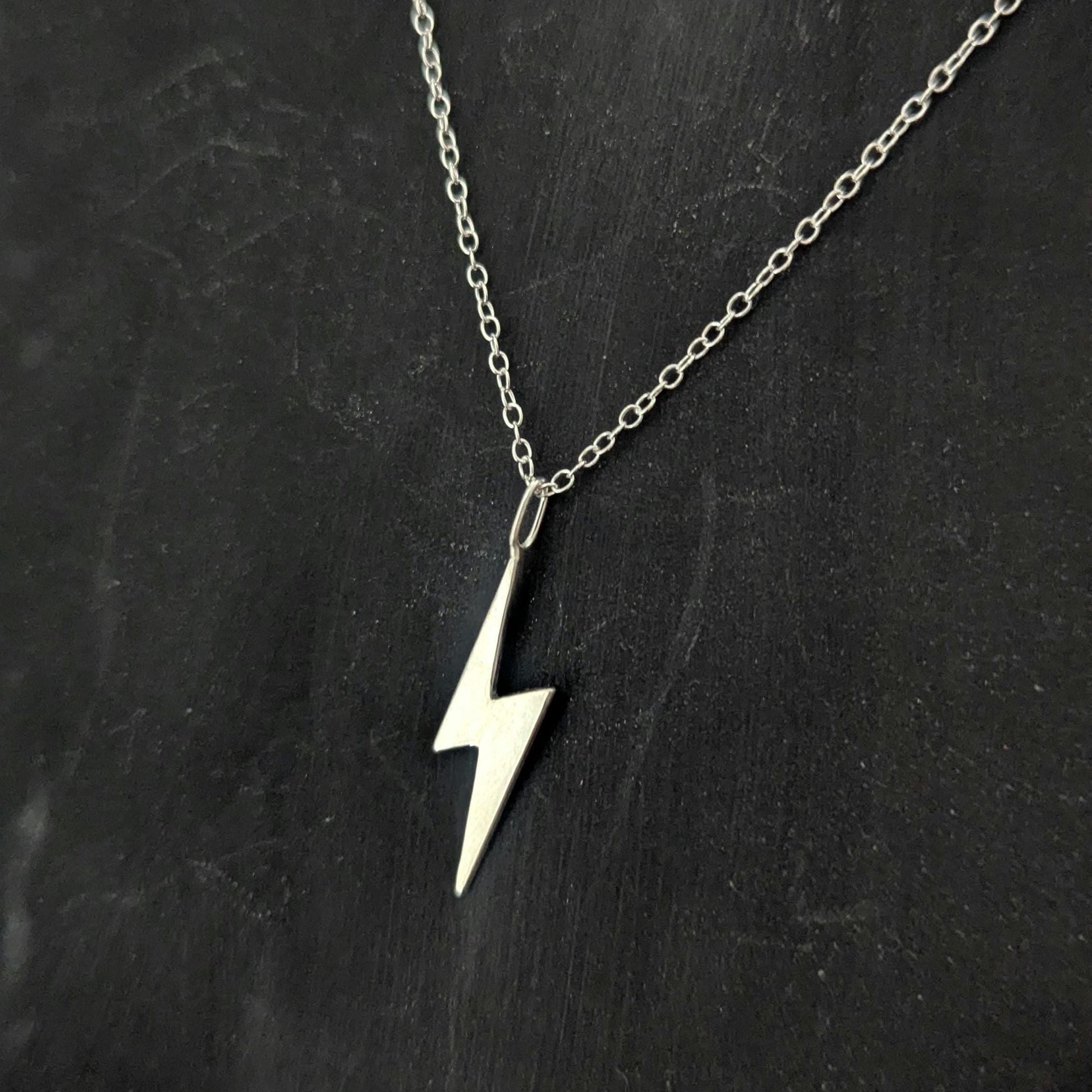 925 Sterling Silver Lightning Bolt Pendant Necklace | Dainty Layering Necklace