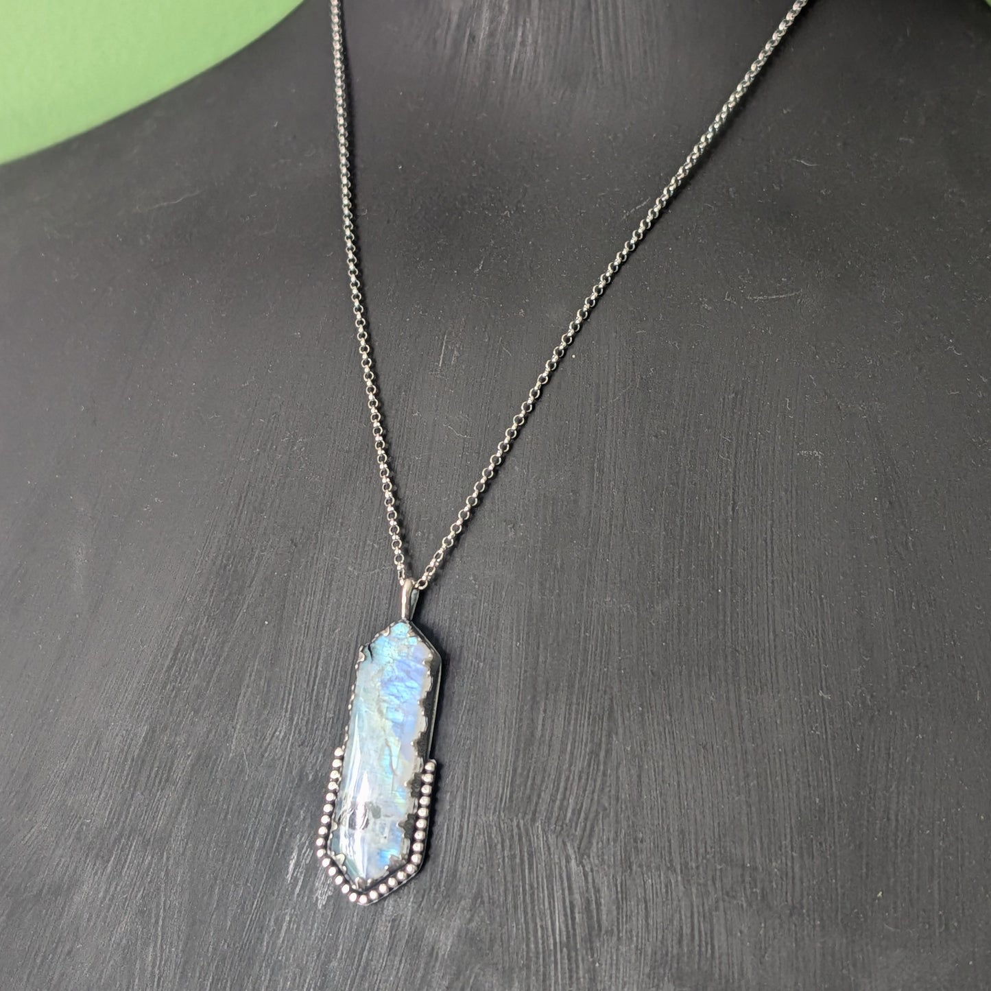 Sterling Silver Rainbow Moonstone Pendant Necklace
