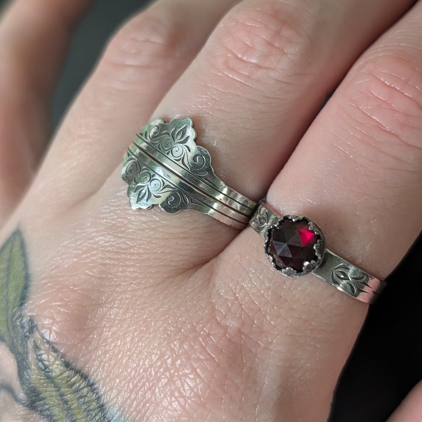 Sterling Silver Flourish Ring Set