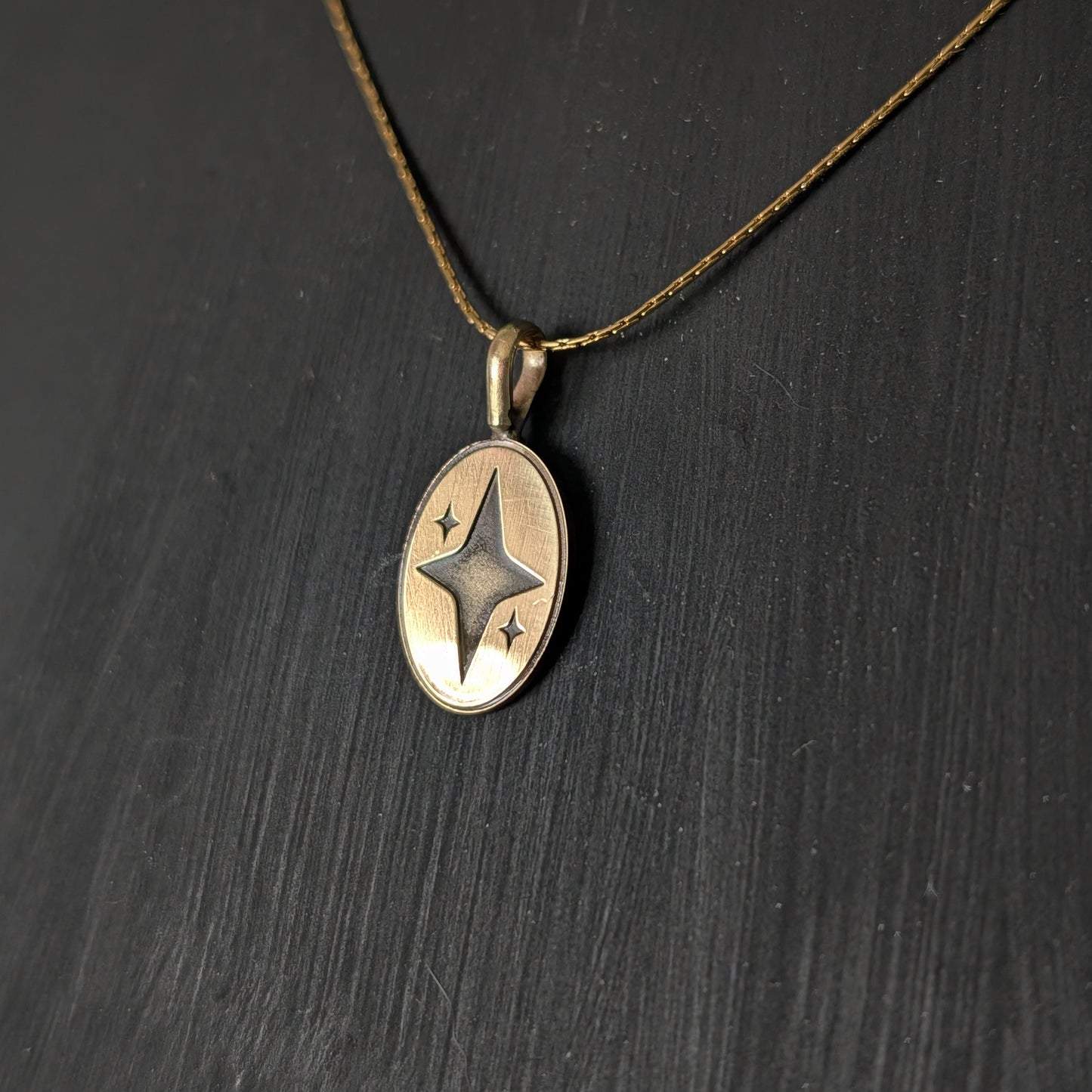 Golden Brass Celestial Star Pendant Necklace