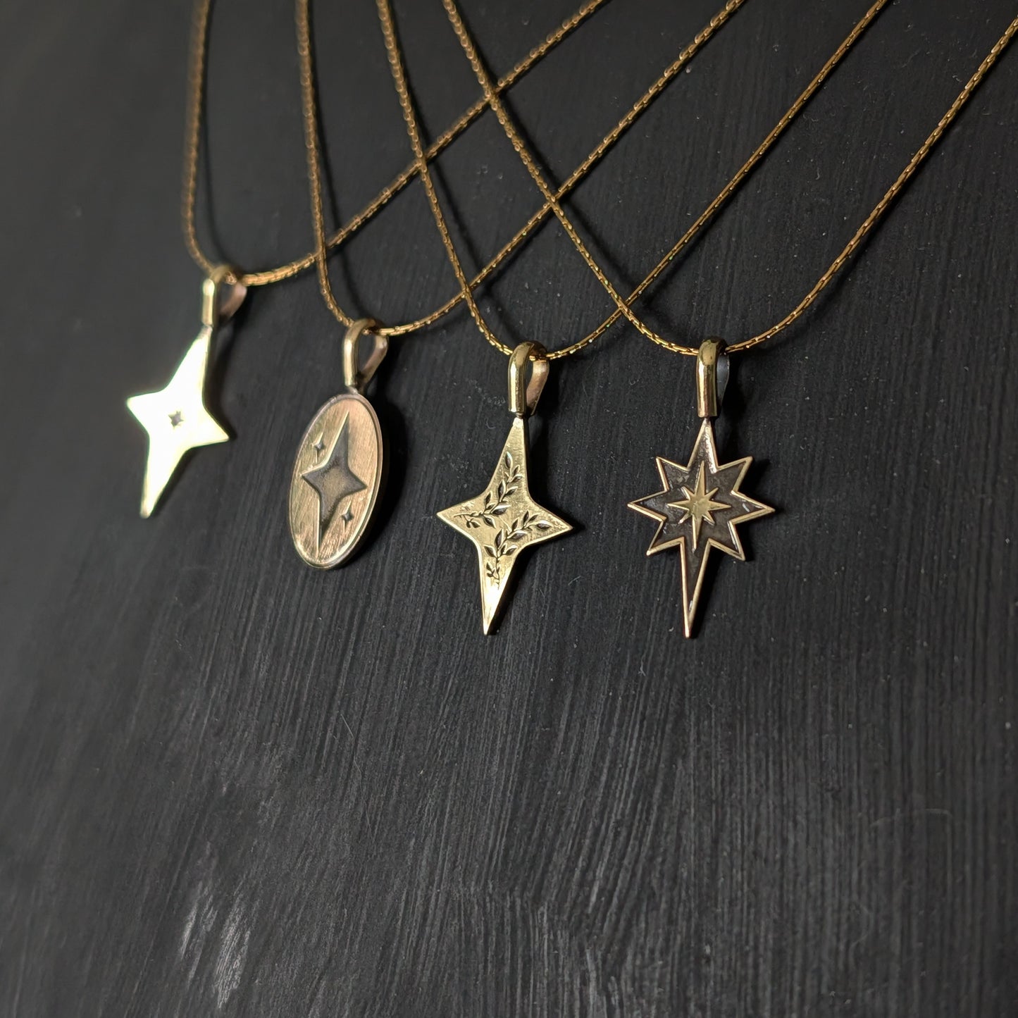Golden Brass Celestial Star Pendant Necklace