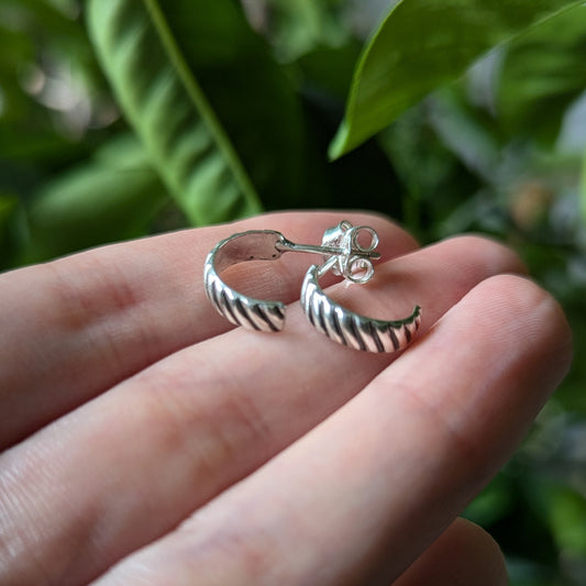 925 Sterling Silver Twisted Hoop Earrings