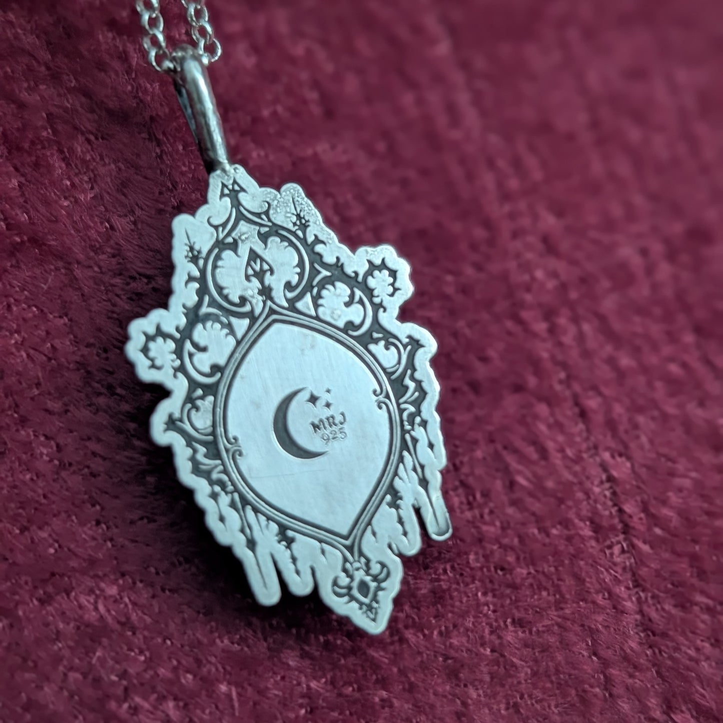 Black Opal Gothic Mirror Pendant Necklace