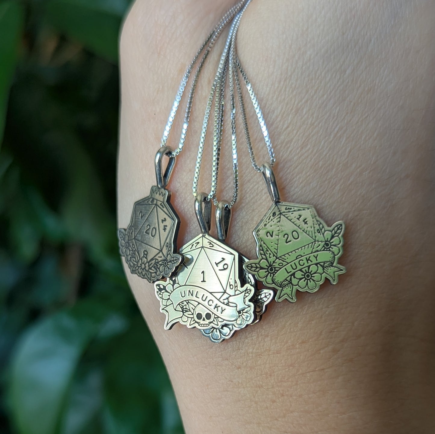 Sterling Silver D20 Dice Pendant Necklace