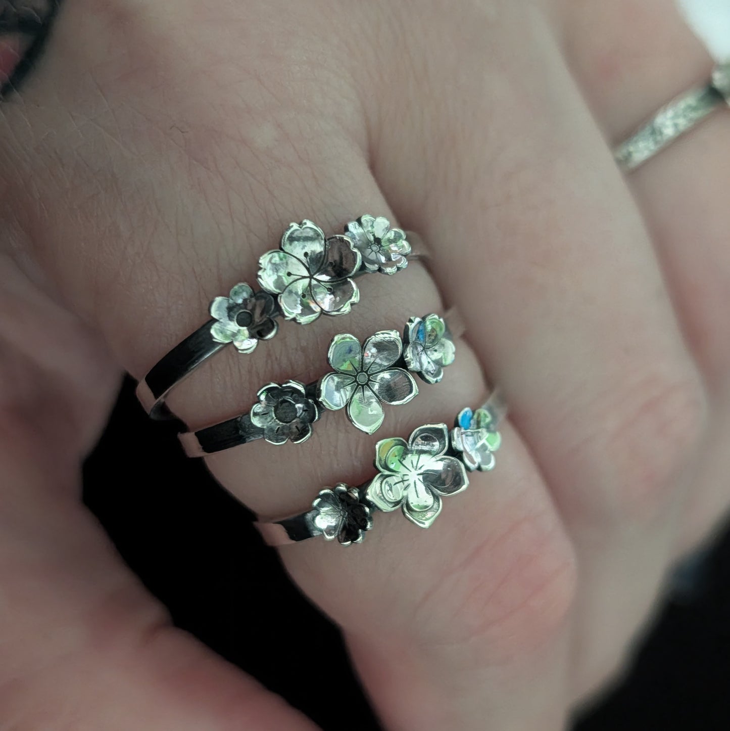 Sterling Silver Floral Stacking Ring