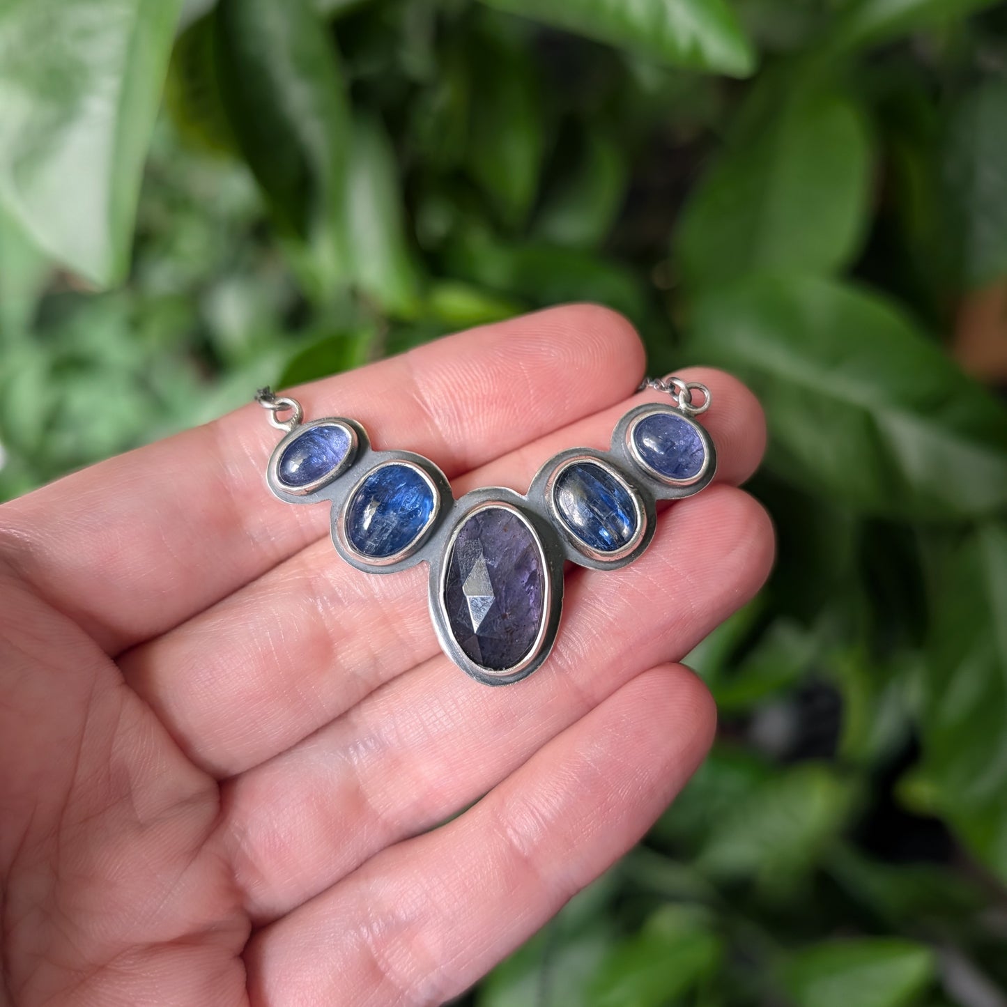 Sterling Silver Tanzanite Blue Kyanite and Iolite Pendant Necklace - Winter Talisman