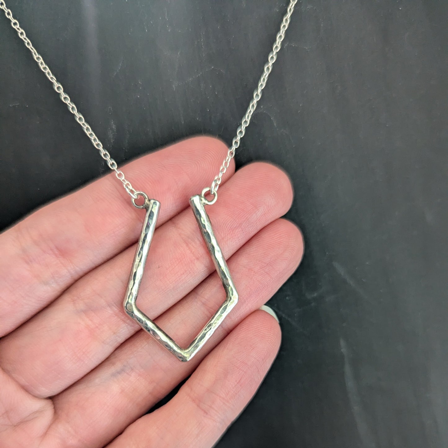 Sterling Silver Geometric Ring Holder Pendant Necklace