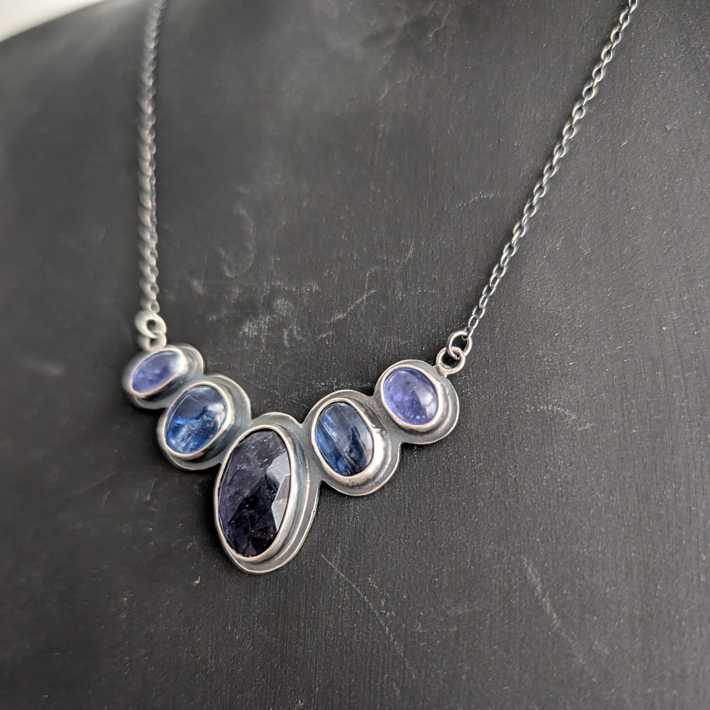 Sterling Silver Tanzanite Blue Kyanite and Iolite Pendant Necklace - Winter Talisman