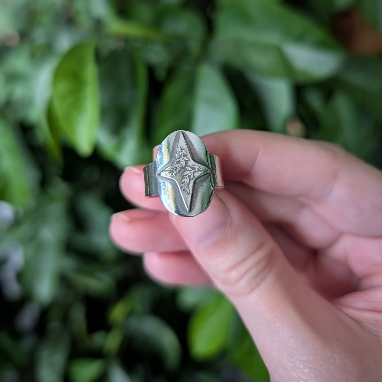 Sterling Silver Celestial Star Wide Band Saddle Ring