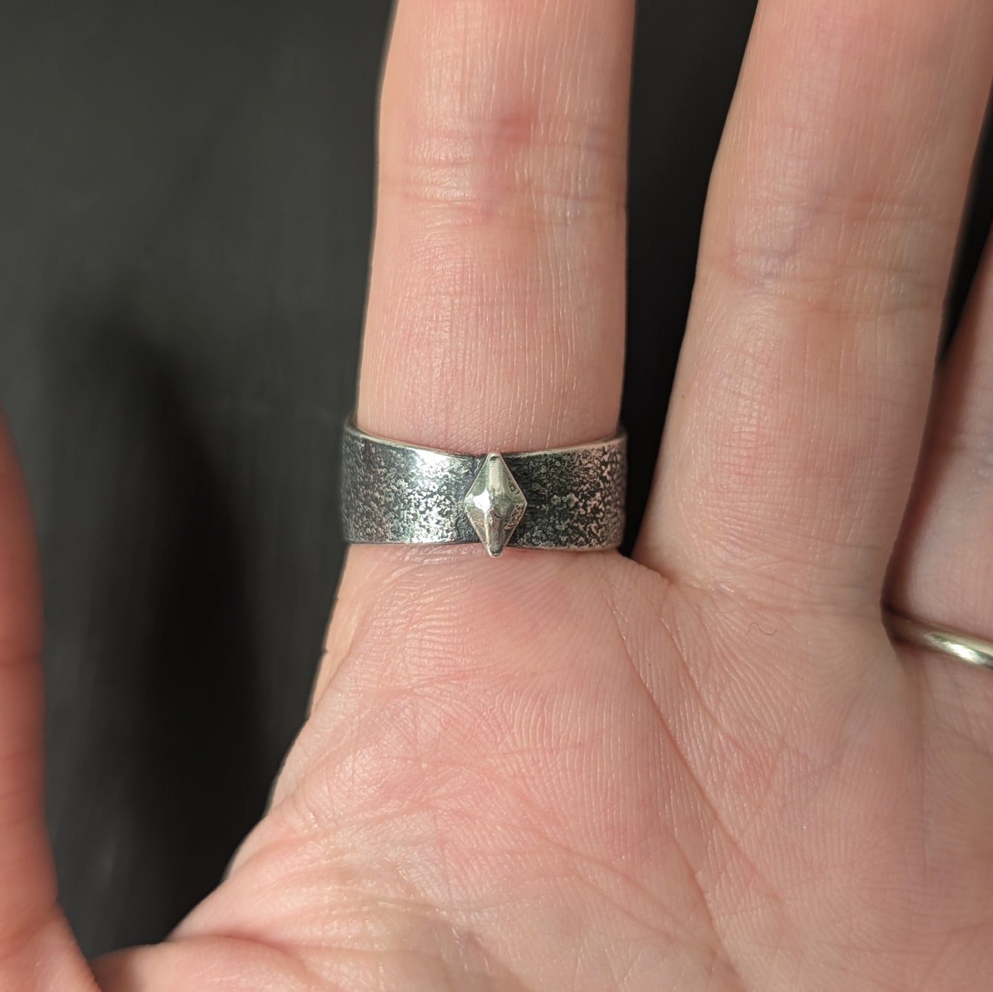 Sterling Silver Hessonite Garnet Shield Ring
