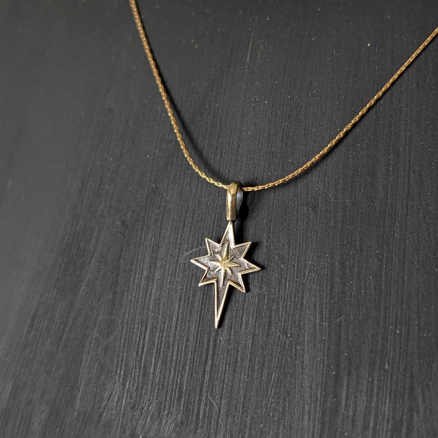 Golden Brass Celestial Star Pendant Necklace