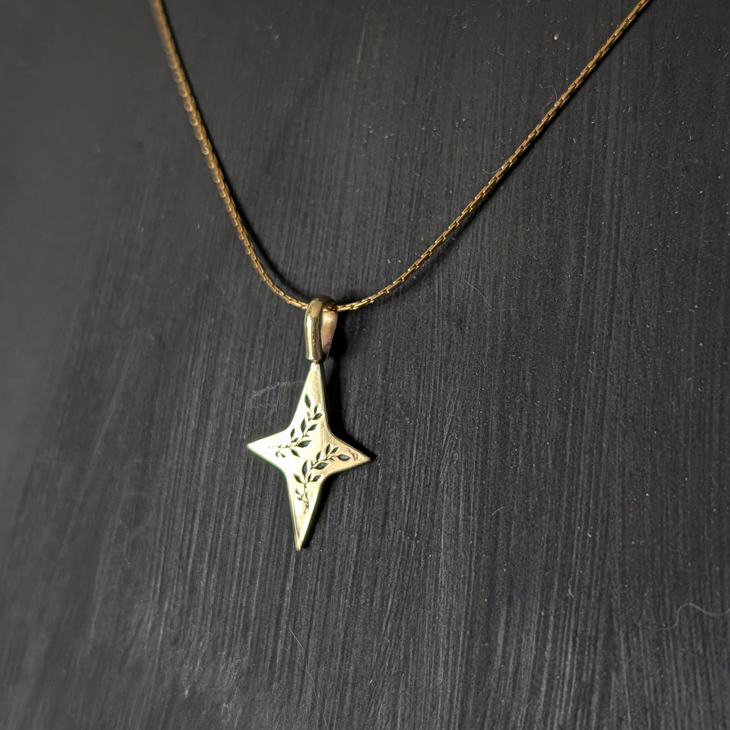 Golden Brass Celestial Star Pendant Necklace