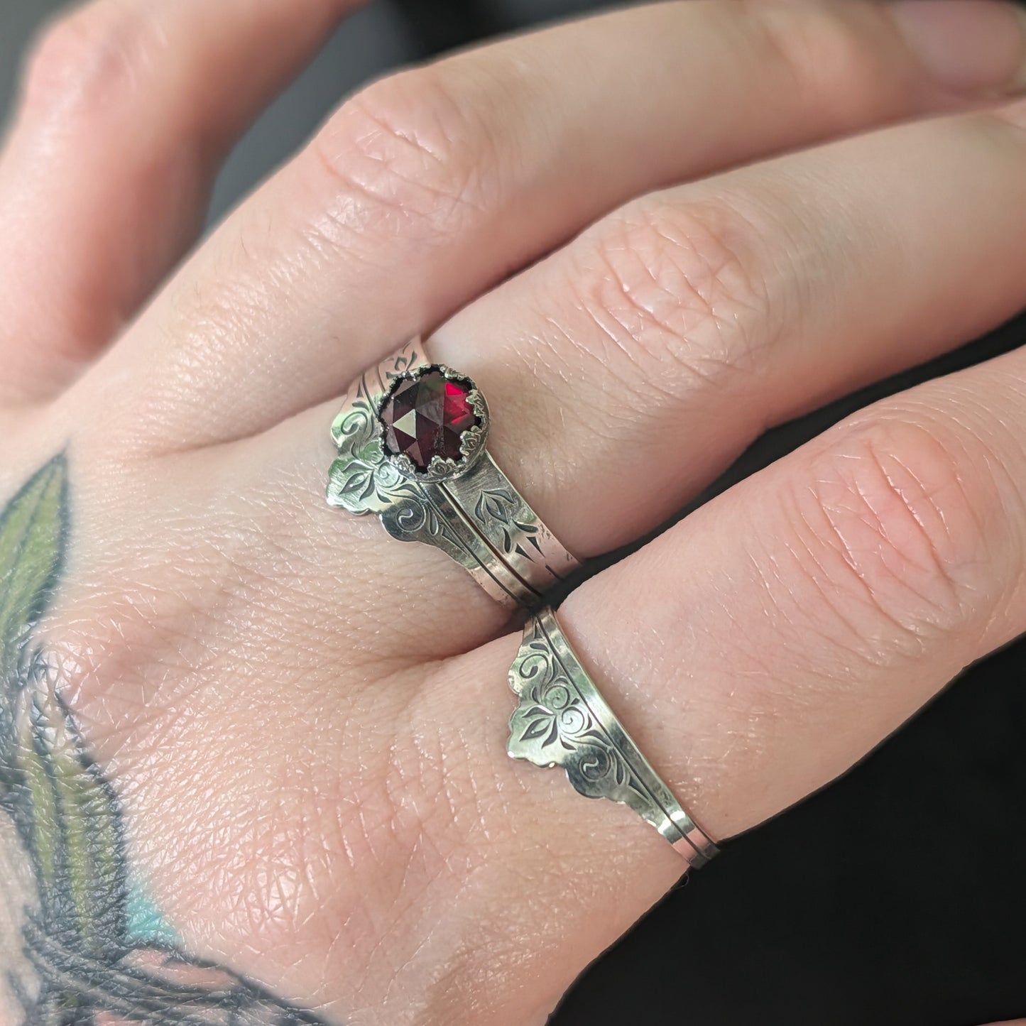 Sterling Silver Flourish Ring Set