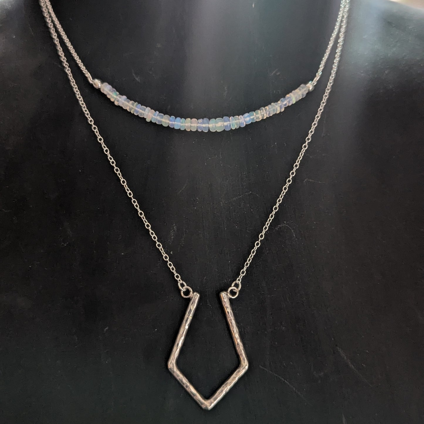 Sterling Silver Geometric Ring Holder Pendant Necklace