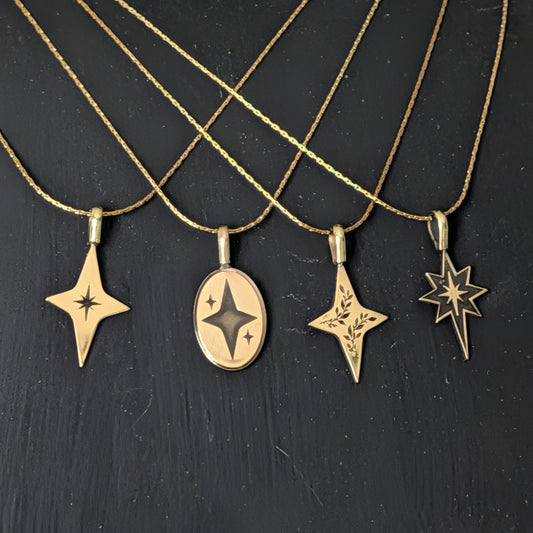 Golden Brass Celestial Star Pendant Necklace