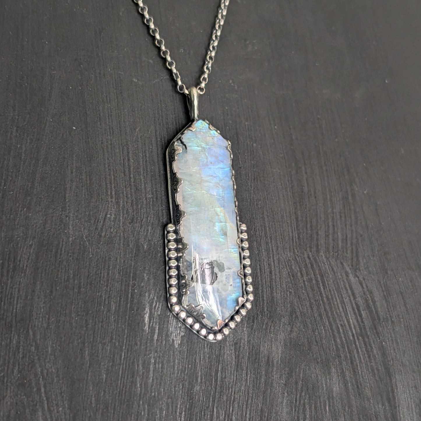 Sterling Silver Rainbow Moonstone Pendant Necklace