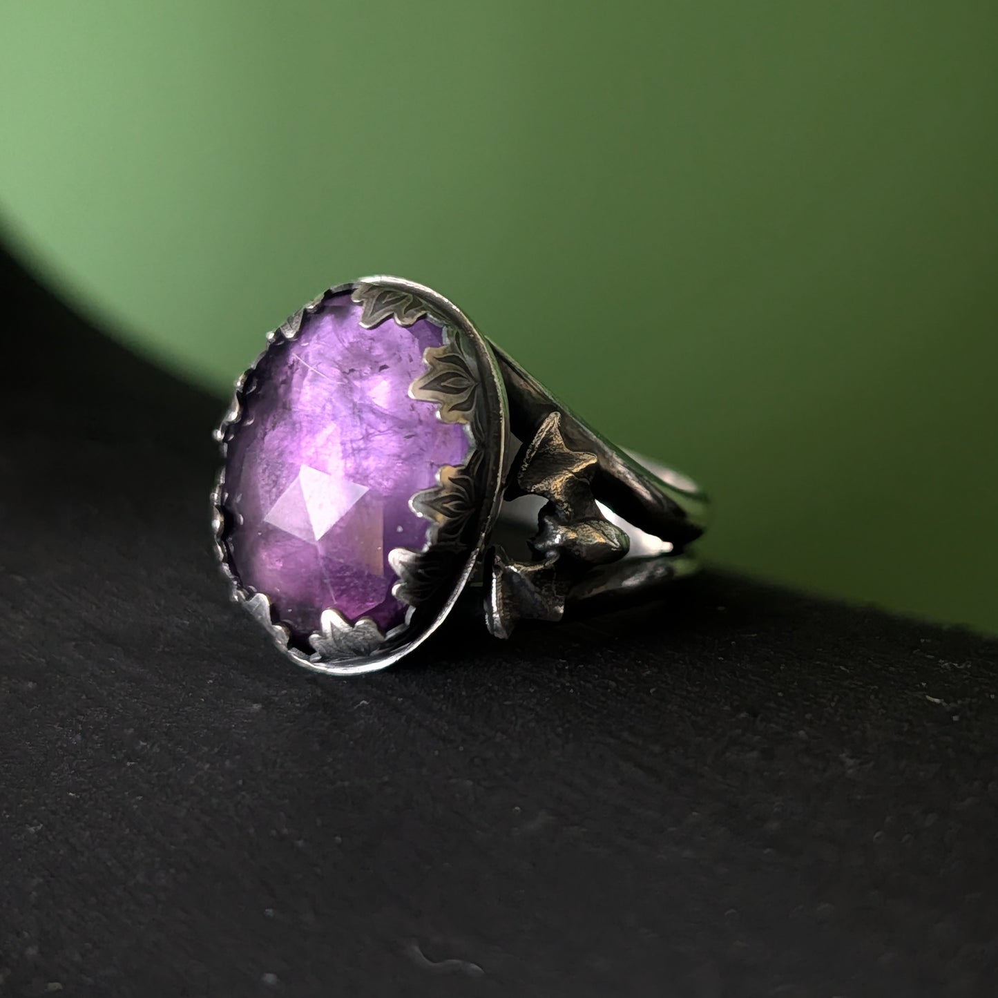 Sterling Silver Amethyst Batty Ring US 9 1/2