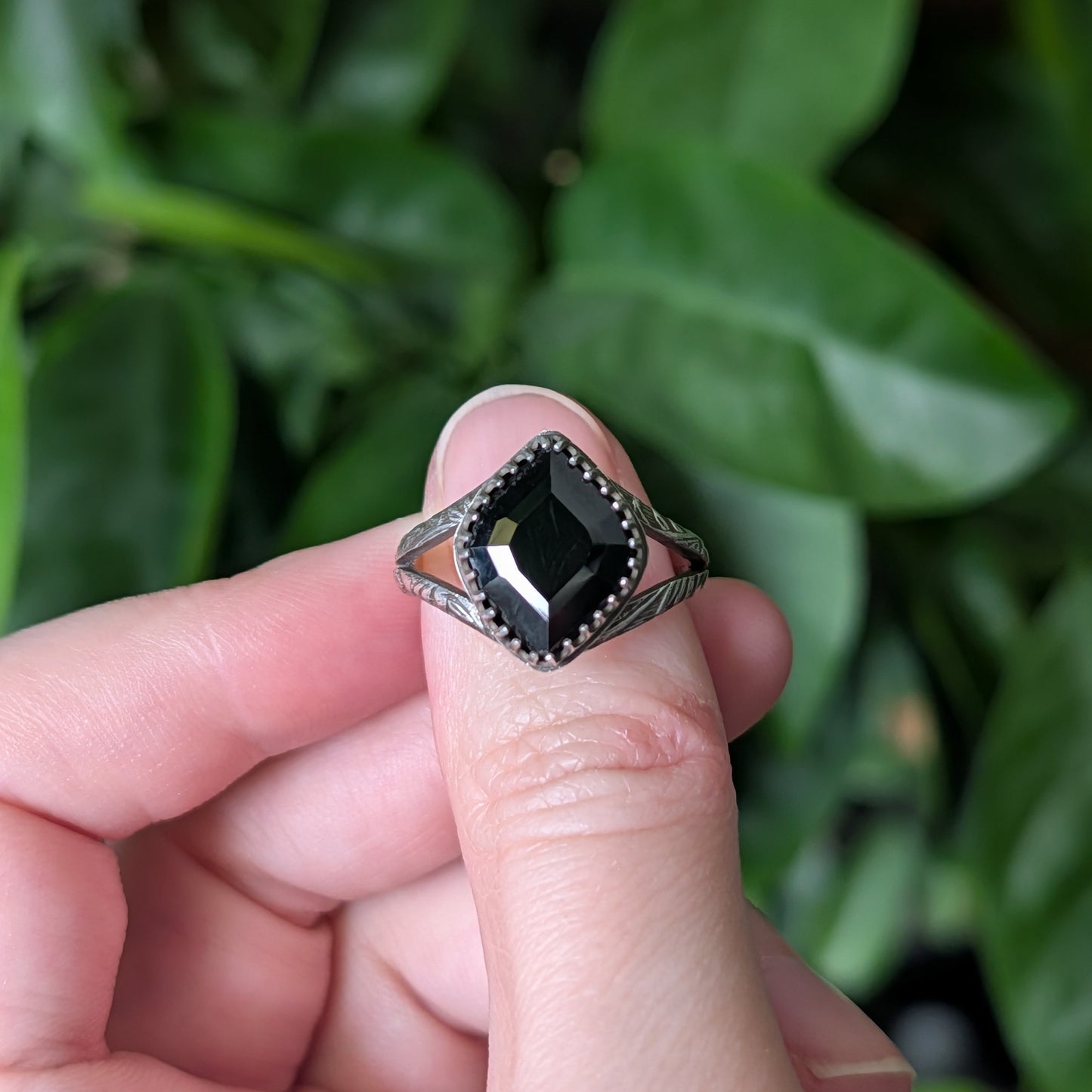 Sterling Silver Black Spinel Ring