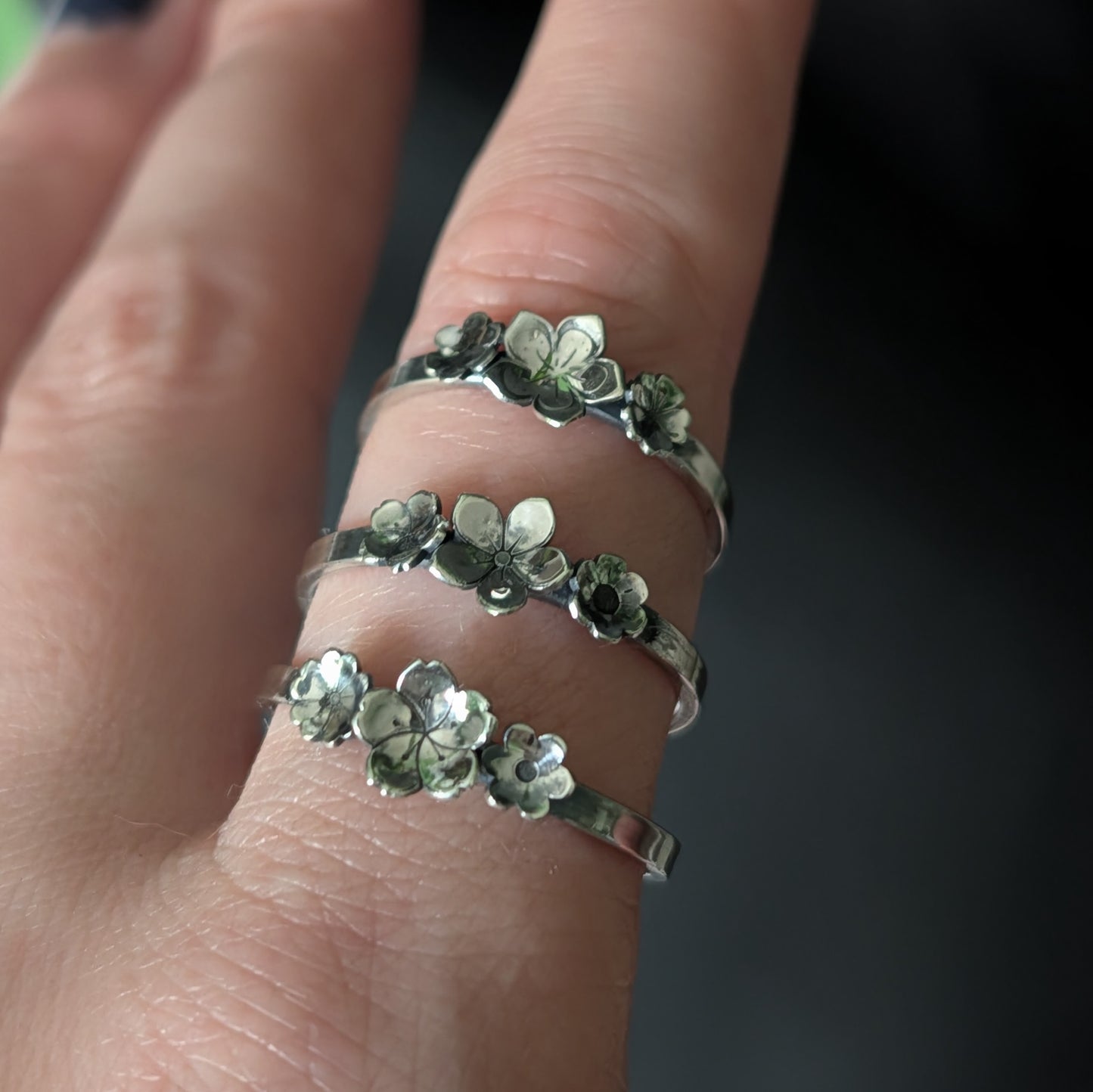 Sterling Silver Floral Stacking Ring