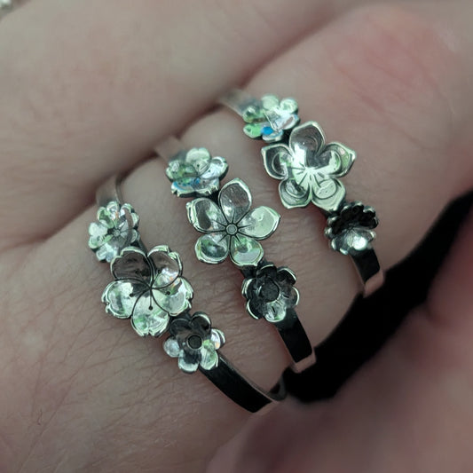 Sterling Silver Floral Stacking Ring