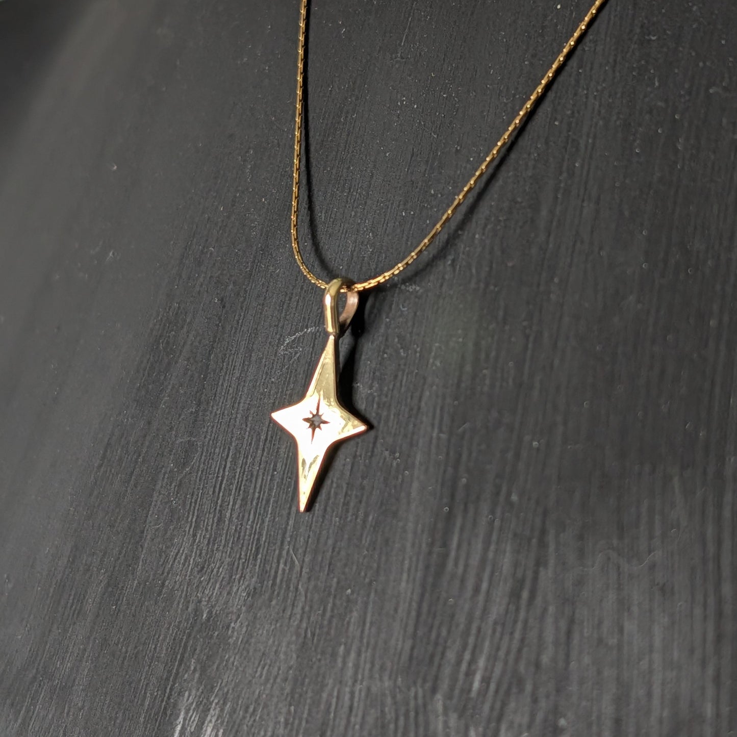Golden Brass Celestial Star Pendant Necklace