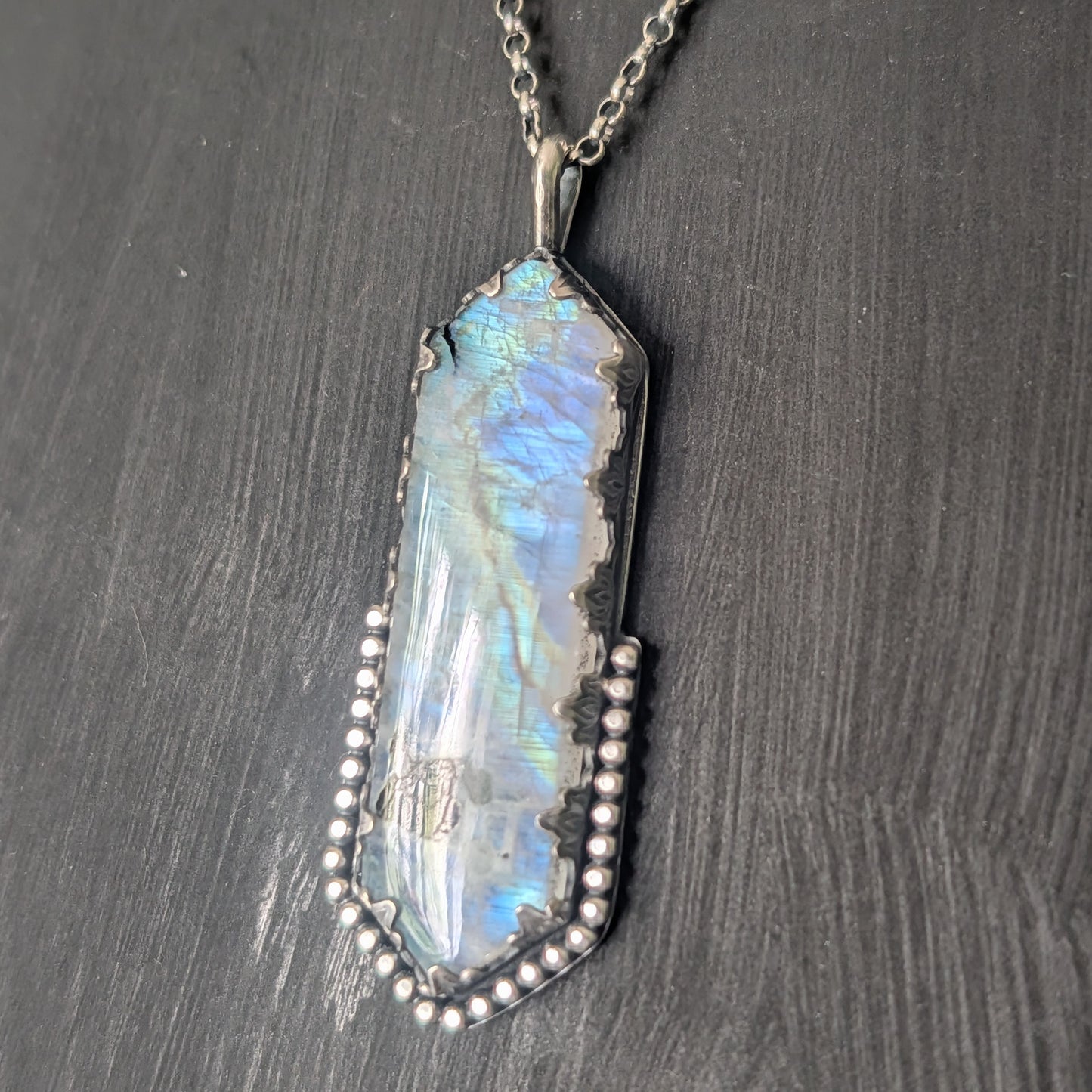 Sterling Silver Rainbow Moonstone Pendant Necklace