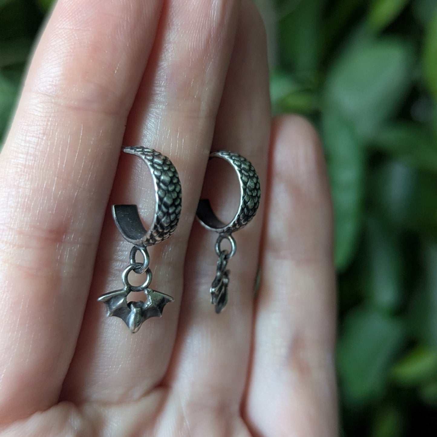925 Sterling Silver Bat Hoop Earrings