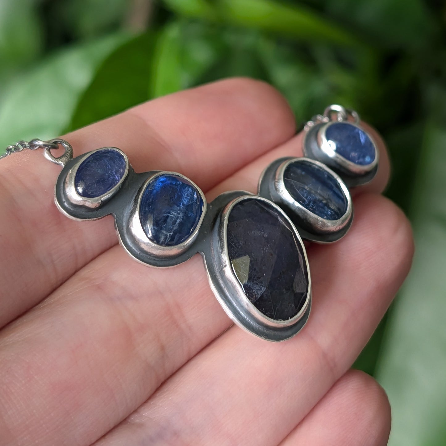 Sterling Silver Tanzanite Blue Kyanite and Iolite Pendant Necklace - Winter Talisman