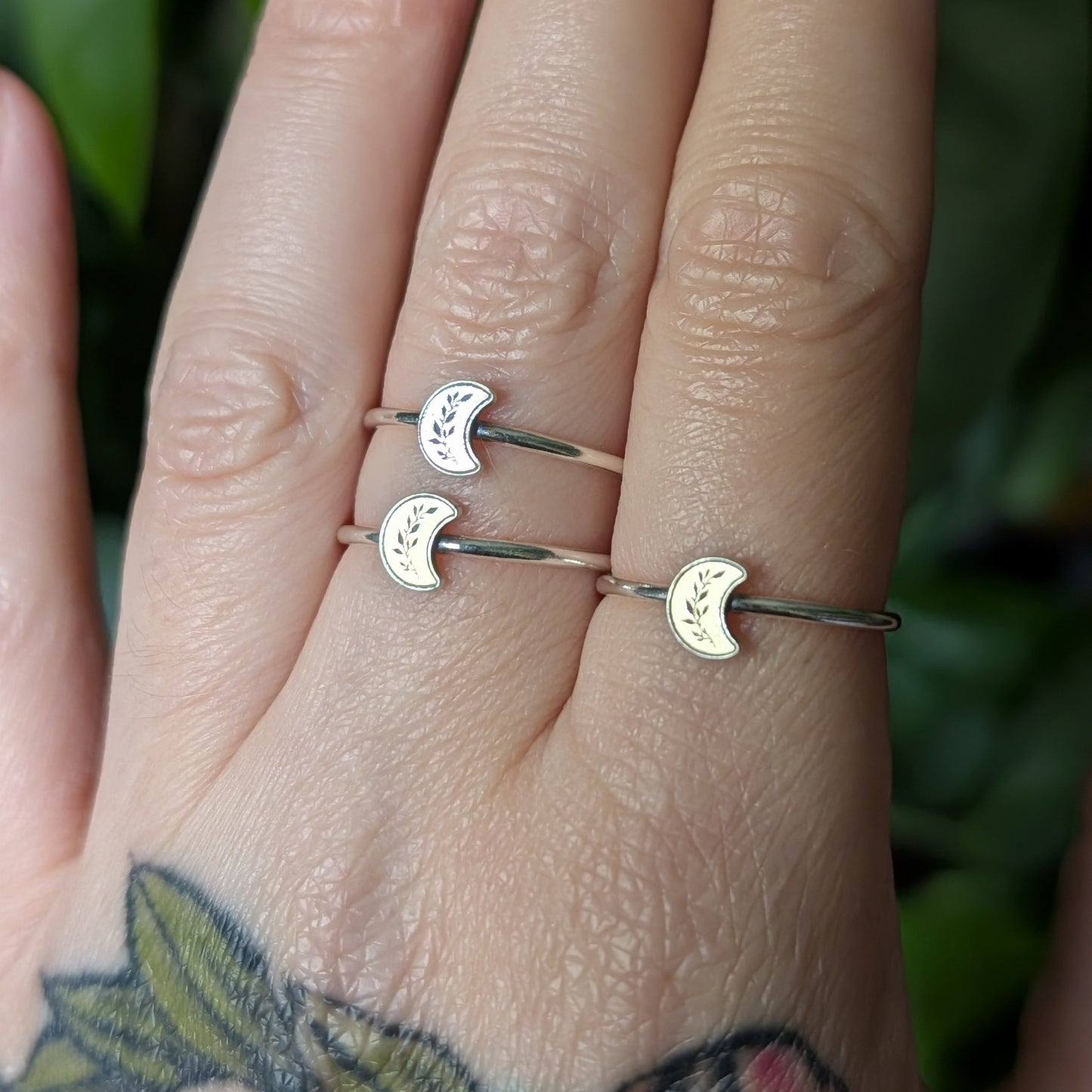 Sterling Silver Dainty Crescent Moon Stacker Ring