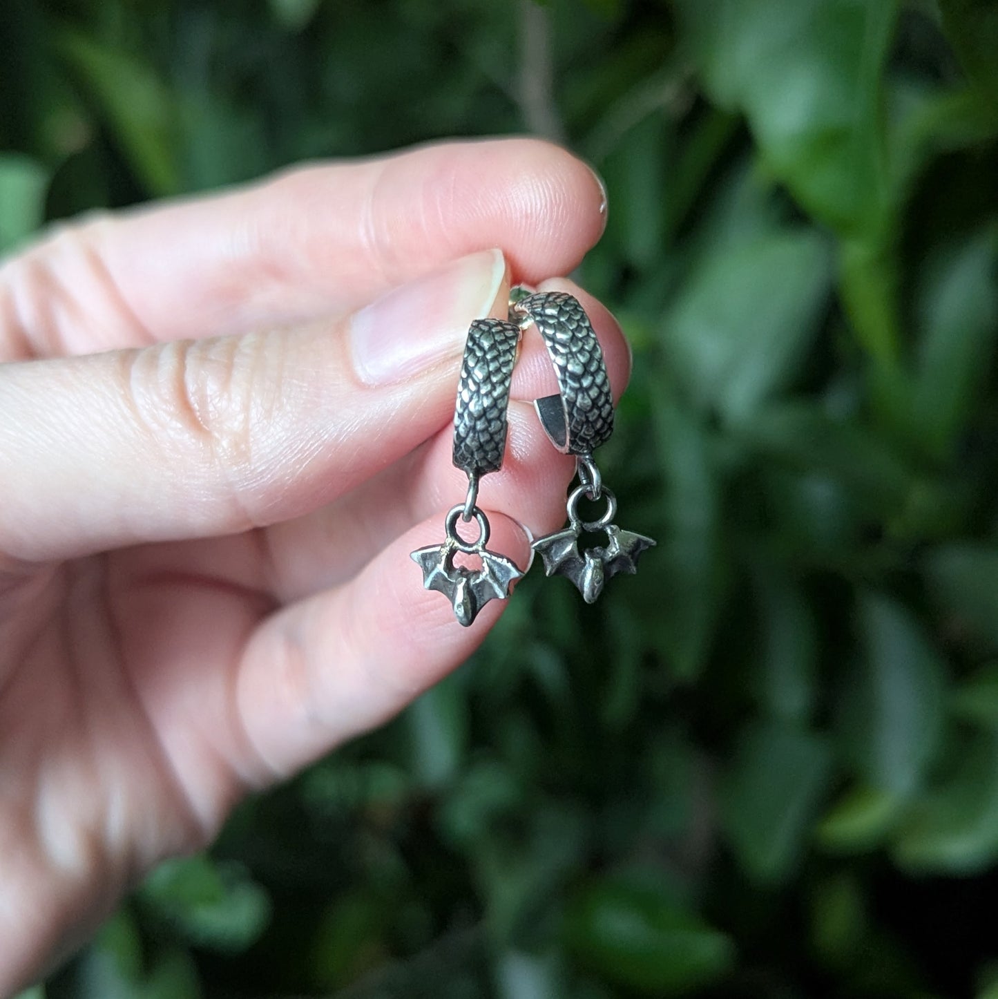 925 Sterling Silver Bat Hoop Earrings