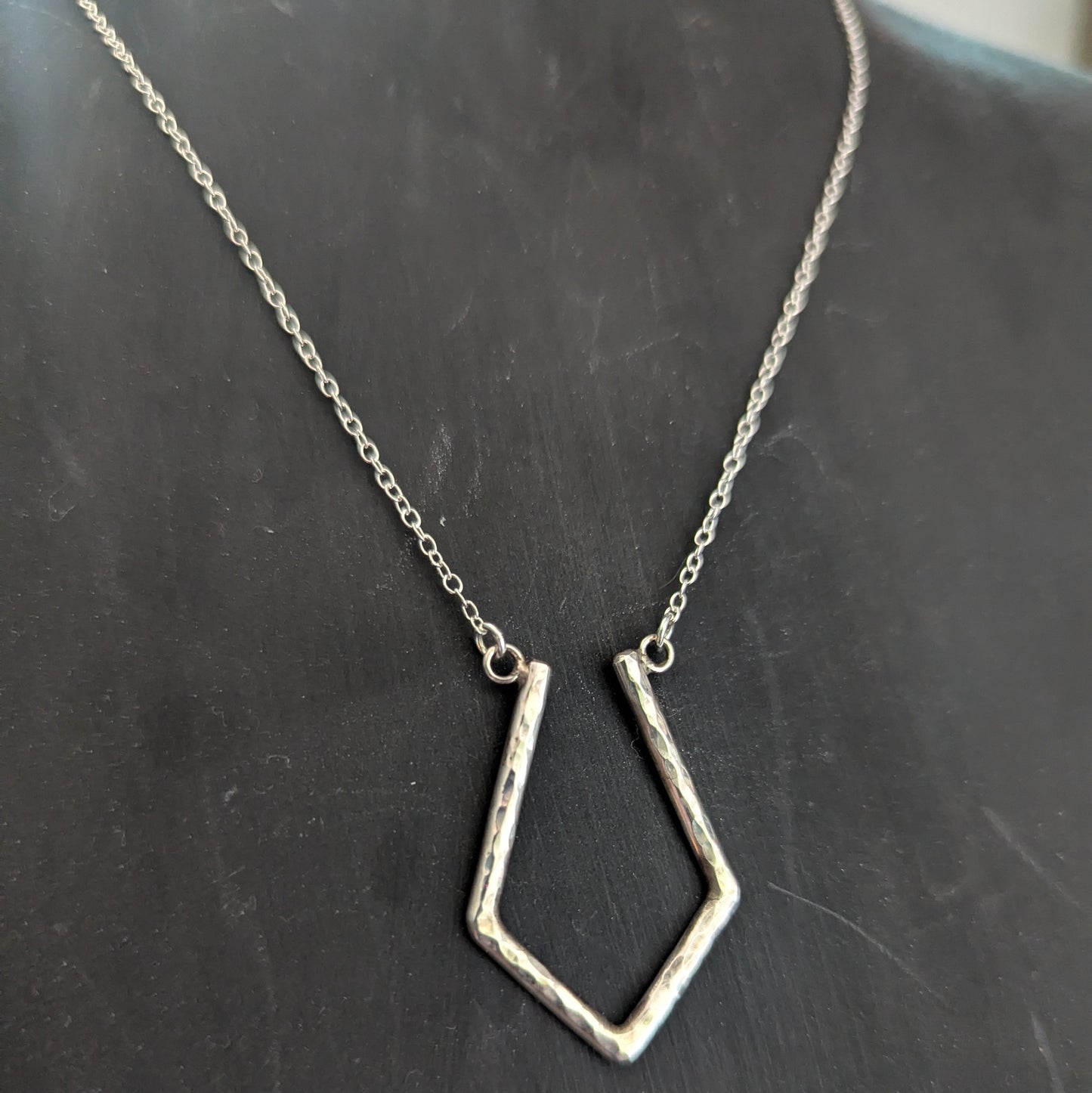 Sterling Silver Geometric Ring Holder Pendant Necklace