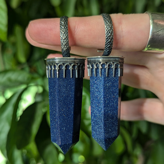 925 Sterling Silver Blue Goldstone Ear Weights