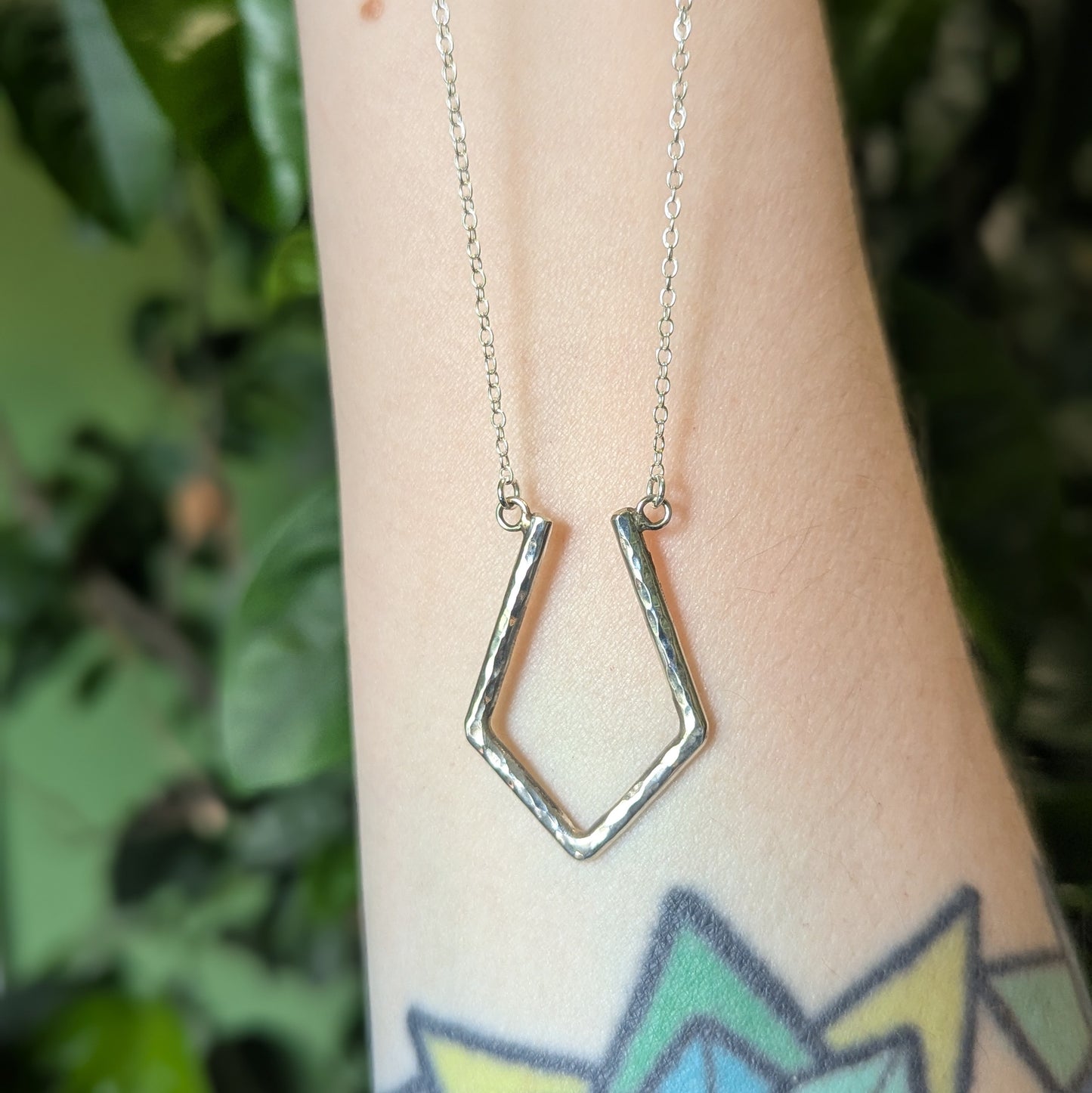 Sterling Silver Geometric Ring Holder Pendant Necklace