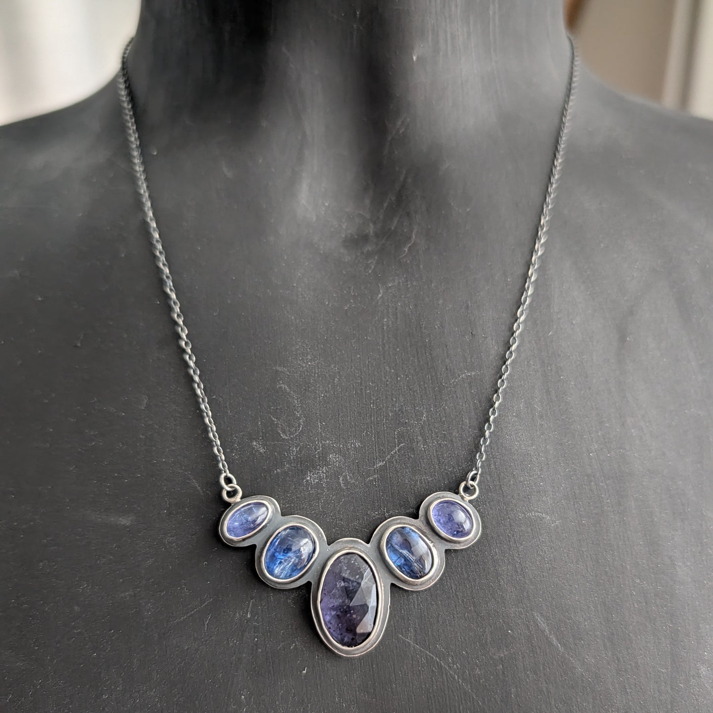 Sterling Silver Tanzanite Blue Kyanite and Iolite Pendant Necklace - Winter Talisman