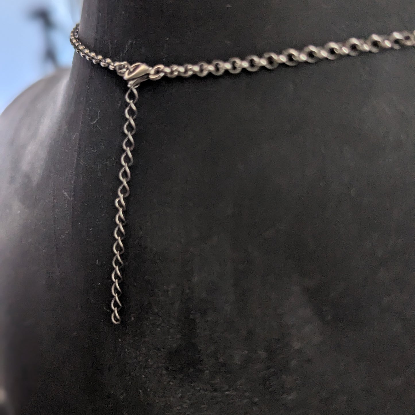 925 Sterling Silver Rainbow Moonstone and Black Onyx Crescent Moon Celestial Choker | 14"-16"