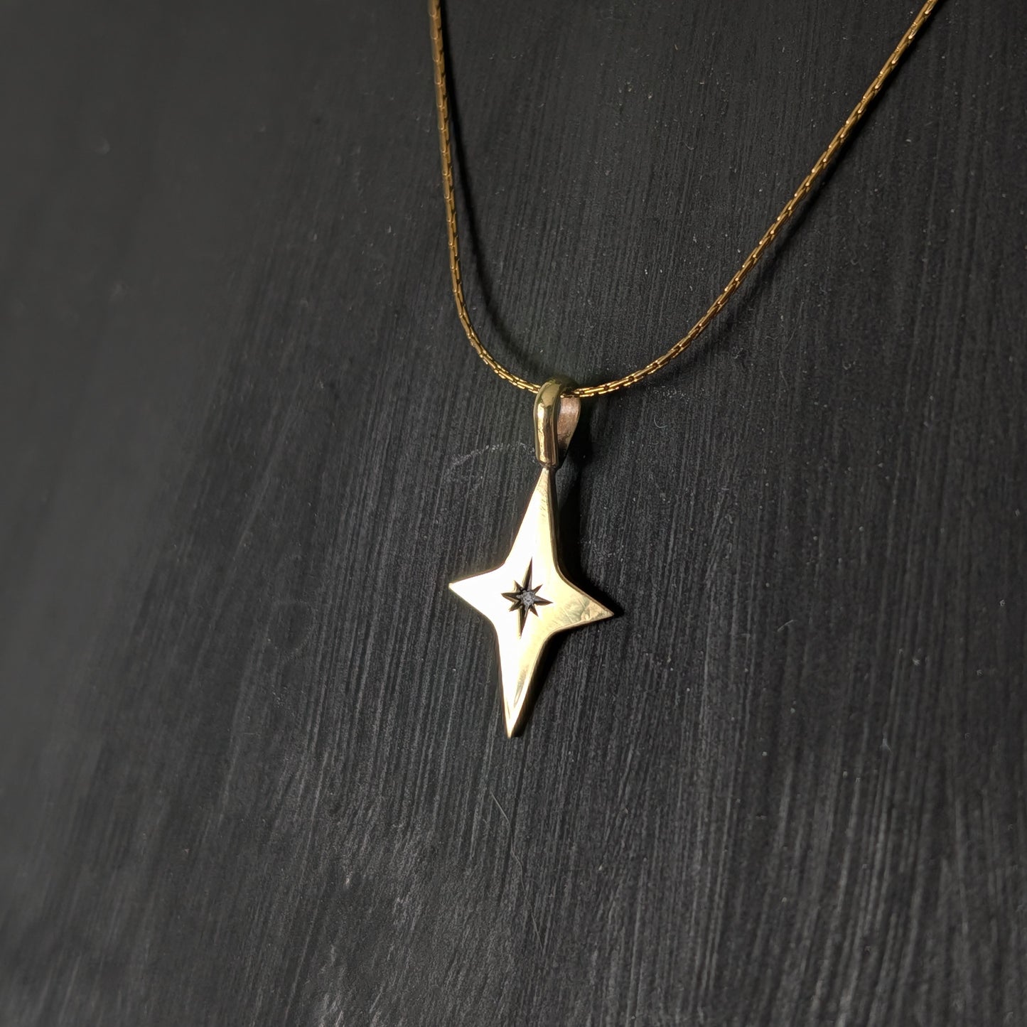 Golden Brass Celestial Star Pendant Necklace