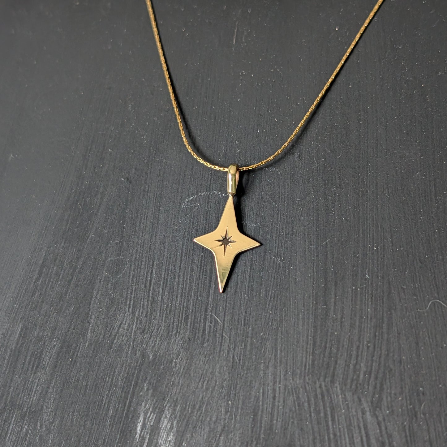 Golden Brass Celestial Star Pendant Necklace