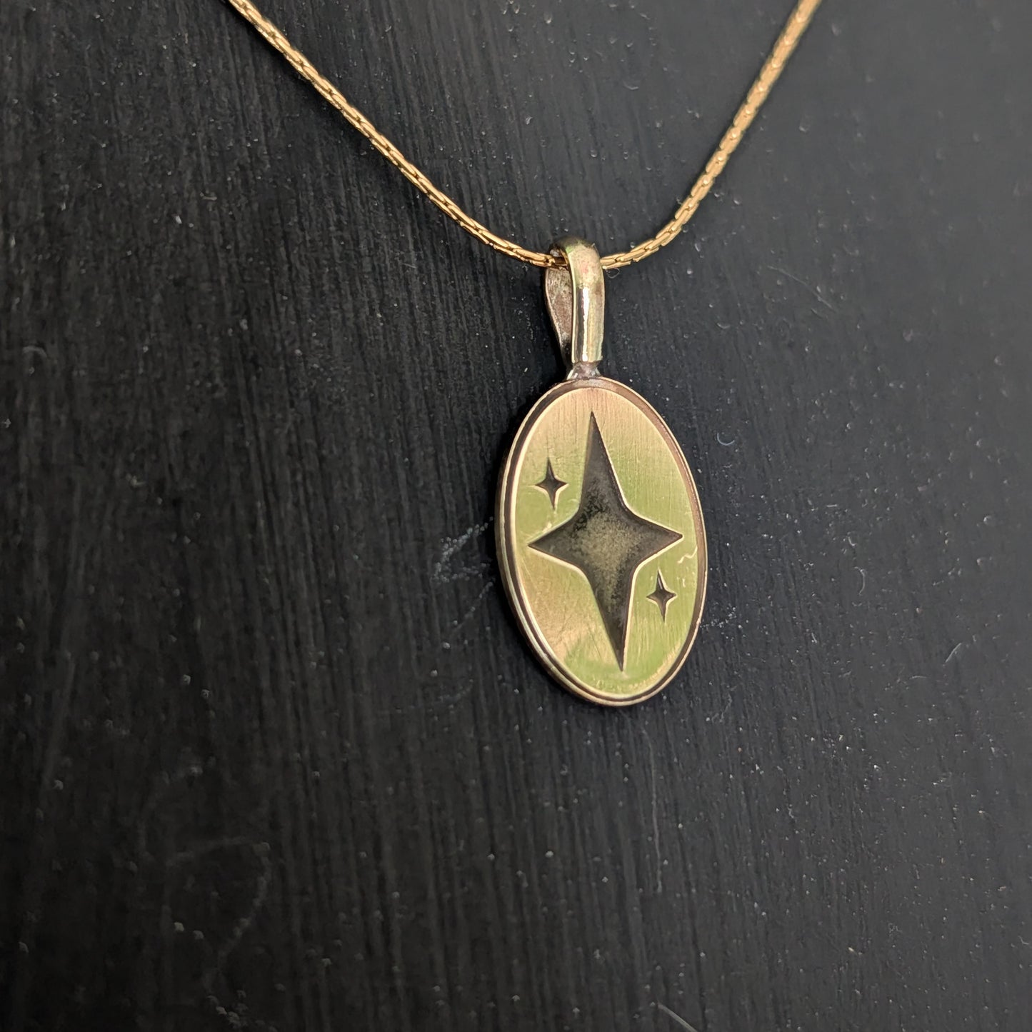 Golden Brass Celestial Star Pendant Necklace