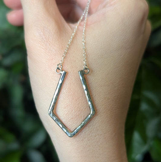 Sterling Silver Geometric Ring Holder Pendant Necklace