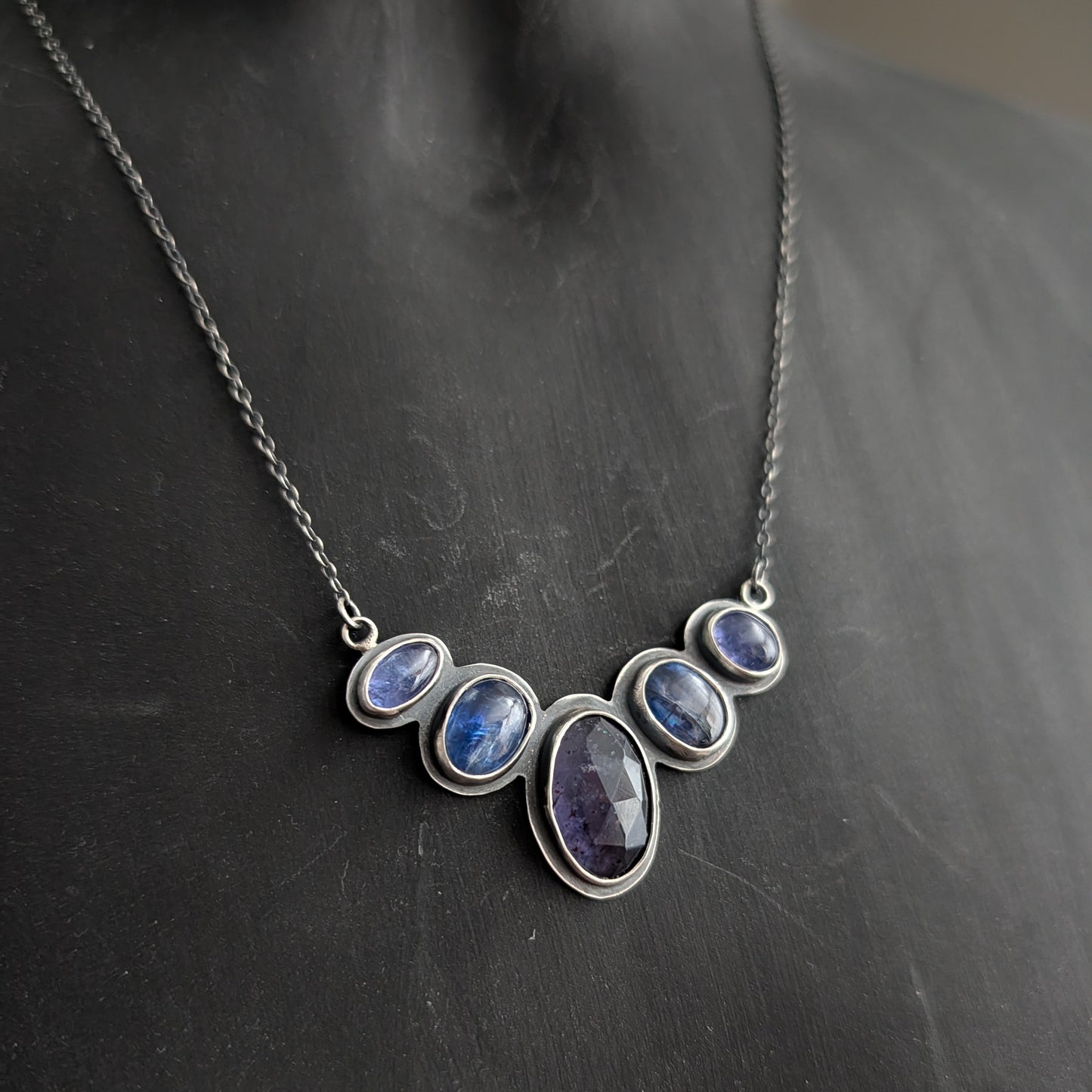 Sterling Silver Tanzanite Blue Kyanite and Iolite Pendant Necklace - Winter Talisman